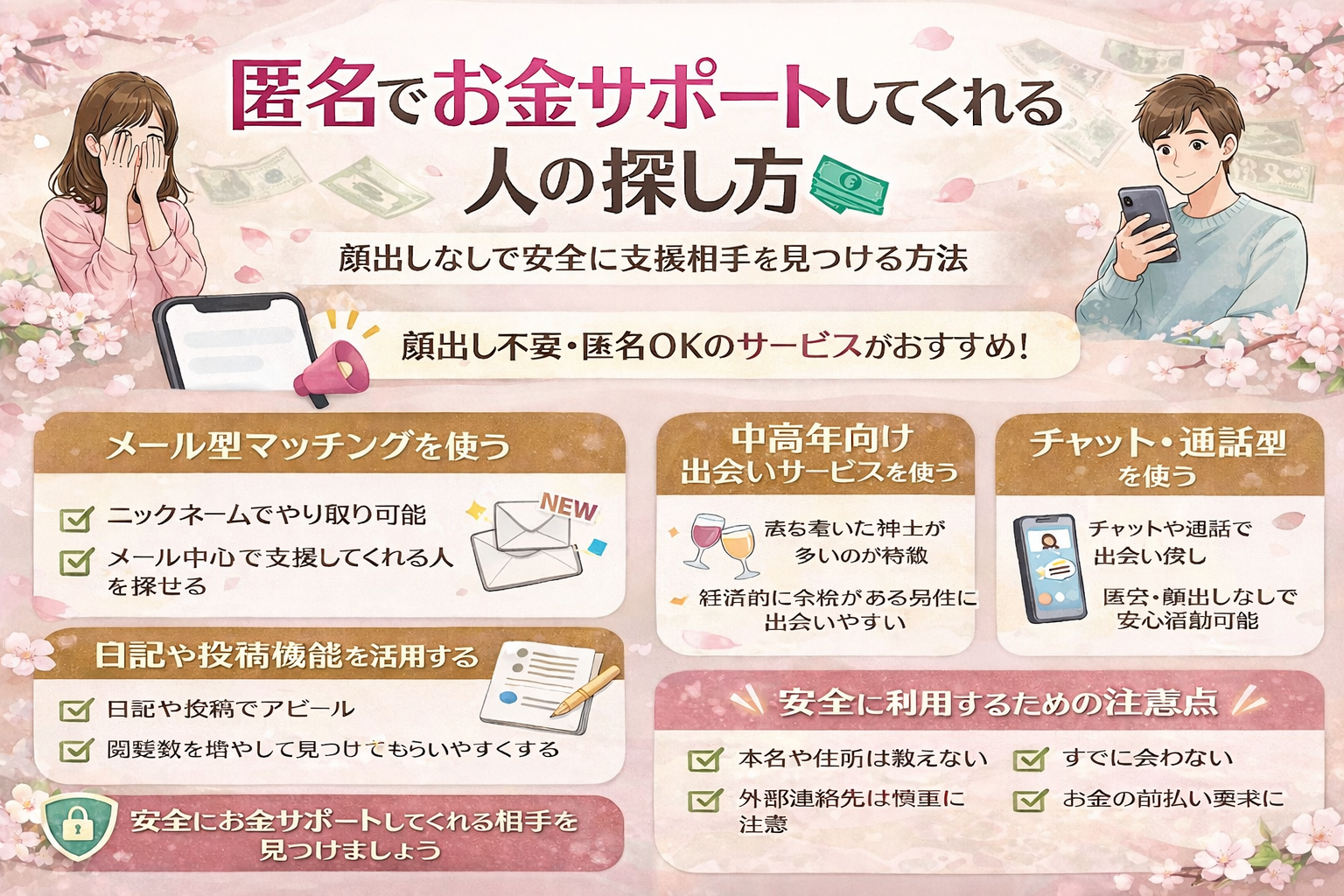 匿名でお金サポートしてくれる人の探し方